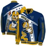 personalized west virginia mountaineers mickey football blue white jacket best selling