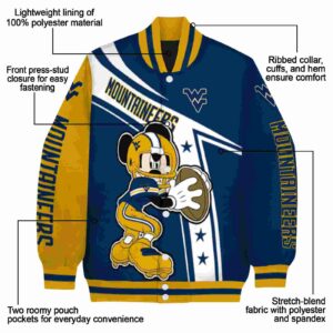 personalized west virginia mountaineers mickey football blue white jacket new arrival