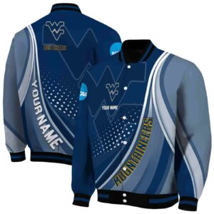 personalized west virginia mountaineers wave patterns blue jacket fashion forward
