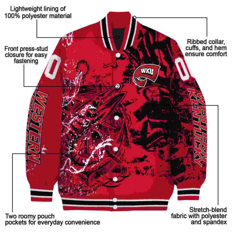 personalized western kentucky hilltoppers fishing art red jacket new arrival