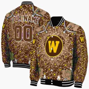 personalized western michigan broncos heart explosion brown jacket fashion forward