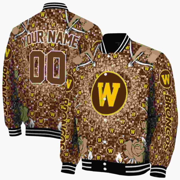 personalized western michigan broncos heart explosion brown jacket fashion forward