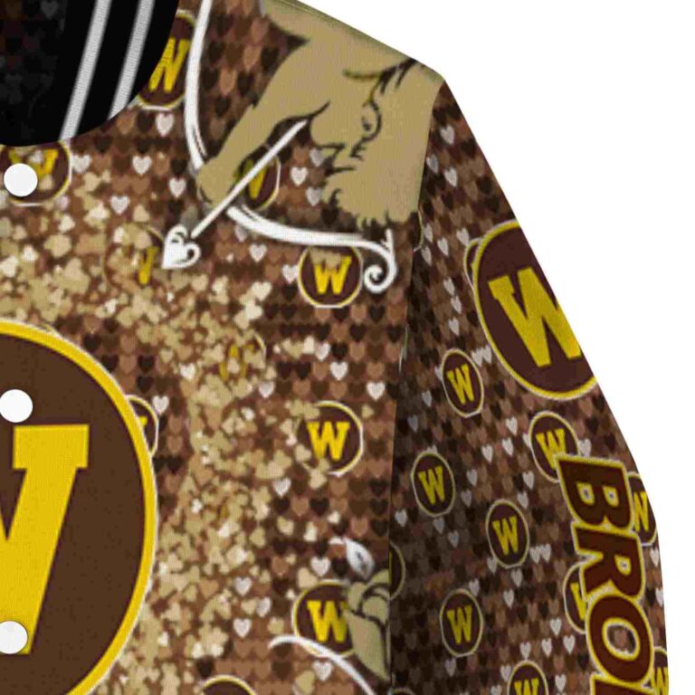 personalized western michigan broncos heart explosion brown jacket premium grade