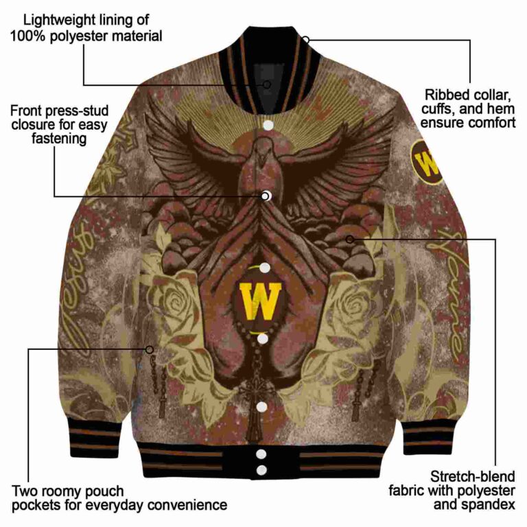 personalized western michigan broncos praying hands brown jacket new arrival