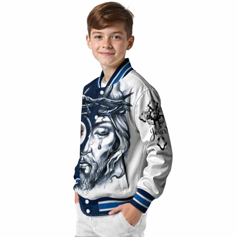 personalized winnipeg jets jesus tears blue white jacket trendy