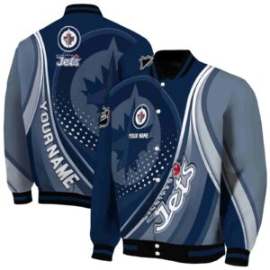 personalized winnipeg jets wave patterns blue jacket fashion forward