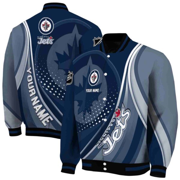 personalized winnipeg jets wave patterns blue jacket fashion forward