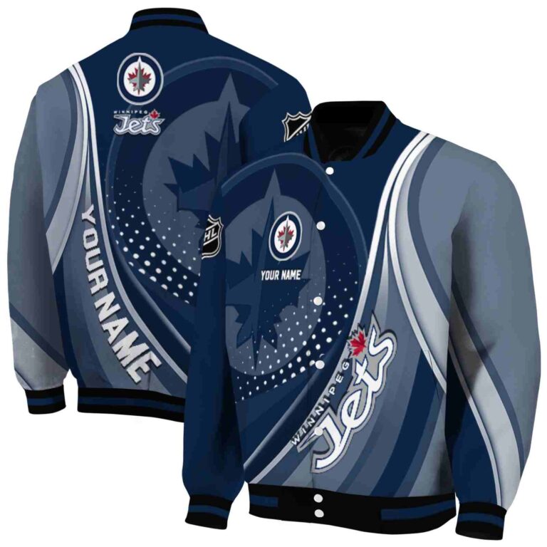 personalized winnipeg jets wave patterns blue jacket fashion forward