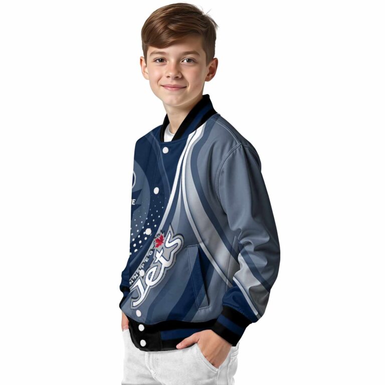 personalized winnipeg jets wave patterns blue jacket trendy