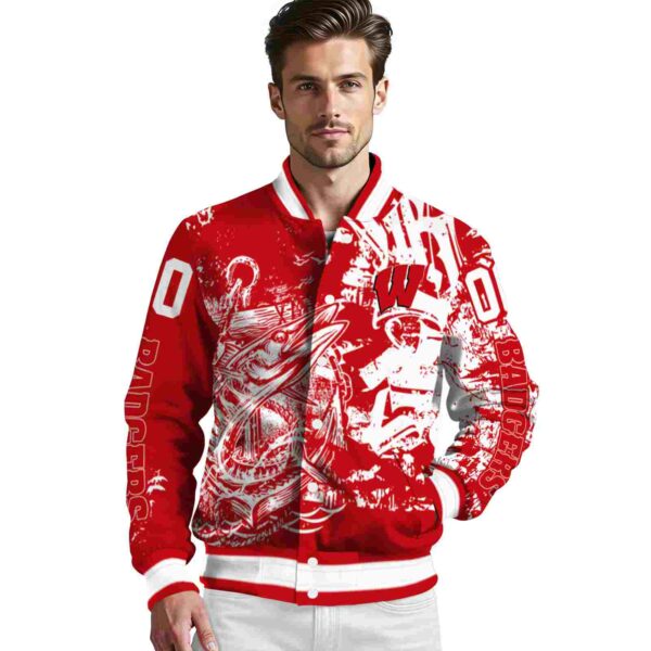 personalized wisconsin badgers fishing art red jacket high quality