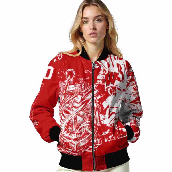 personalized wisconsin badgers fishing art red jacket latest model