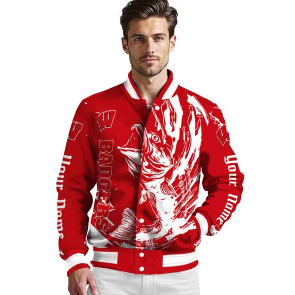personalized wisconsin badgers fishing passion red white jacket high quality