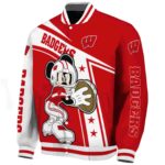 personalized wisconsin badgers mickey football red white jacket best selling