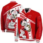personalized wisconsin badgers mickey football red white jacket best selling