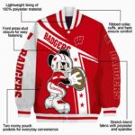 personalized wisconsin badgers mickey football red white jacket best selling