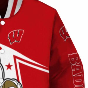 personalized wisconsin badgers mickey football red white jacket premium grade