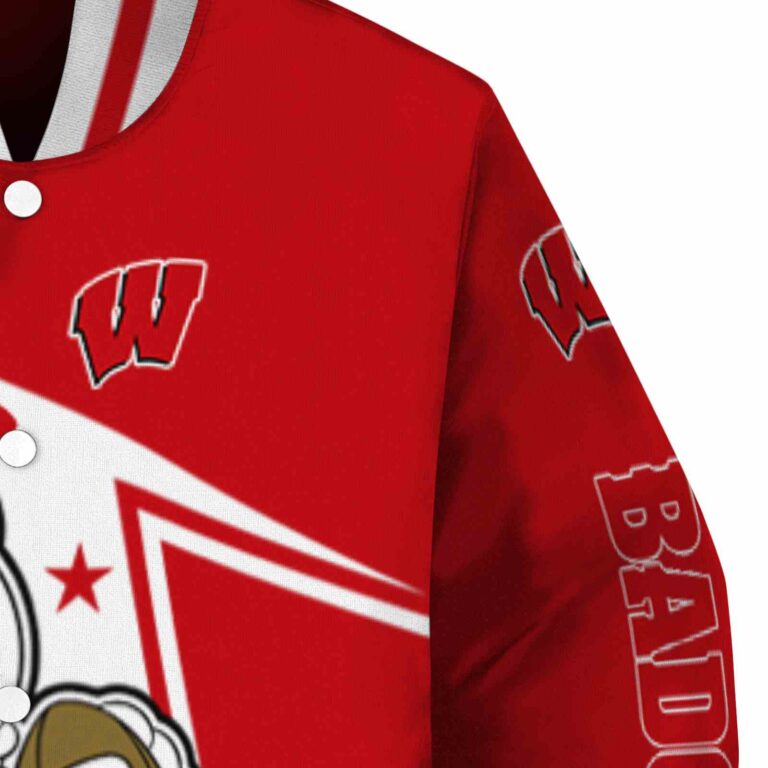 personalized wisconsin badgers mickey football red white jacket premium grade