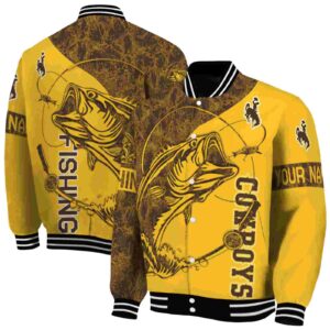 personalized wyoming cowboys fishing rod gold jacket fashion forward