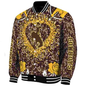 personalized wyoming cowboys heart explosion brown jacket best selling
