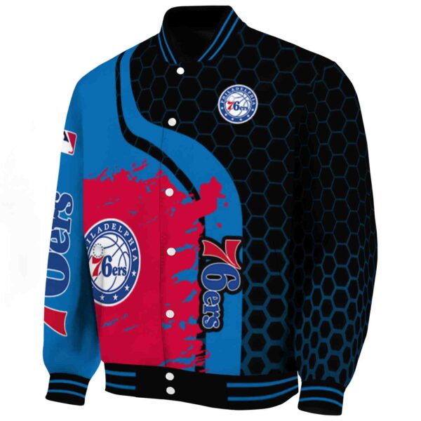 philadelphia 76ers hexagonal pattern blue black jacket best selling