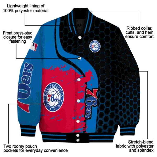 philadelphia 76ers hexagonal pattern blue black jacket new arrival