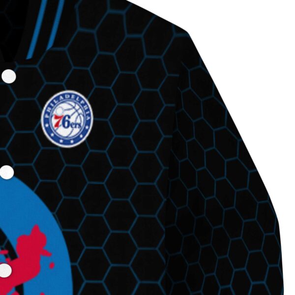 philadelphia 76ers hexagonal pattern blue black jacket premium grade