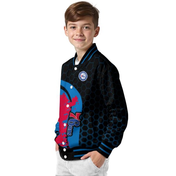 philadelphia 76ers hexagonal pattern blue black jacket trendy