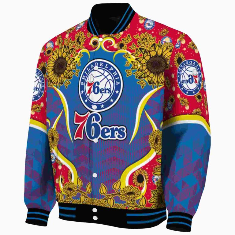 philadelphia 76ers sunflower bloom blue yellow jacket best selling