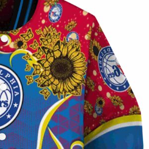 philadelphia 76ers sunflower bloom blue yellow jacket premium grade
