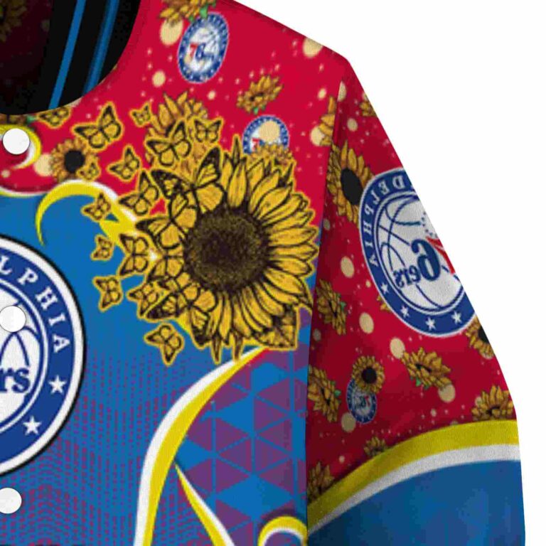 philadelphia 76ers sunflower bloom blue yellow jacket premium grade