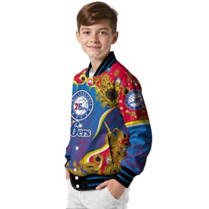 philadelphia 76ers sunflower bloom blue yellow jacket trendy