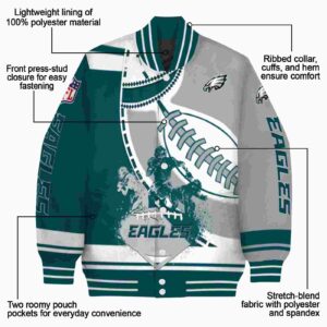philadelphia eagles baseball stitching silver white jacket new arrival