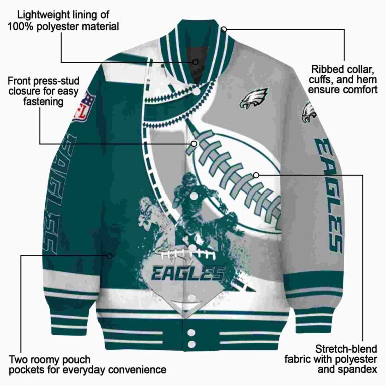 philadelphia eagles baseball stitching silver white jacket new arrival