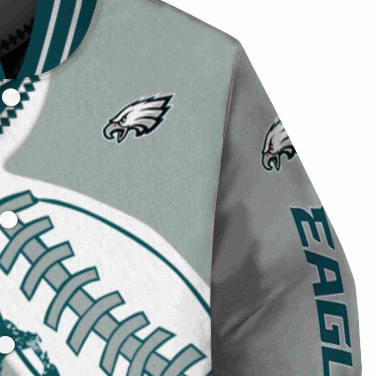 philadelphia eagles baseball stitching silver white jacket premium grade