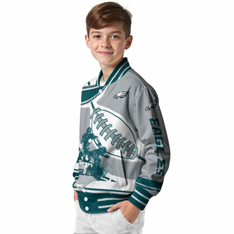 philadelphia eagles baseball stitching silver white jacket trendy