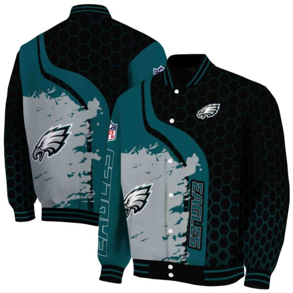 philadelphia eagles hexagonal pattern green black jacket fashion forward