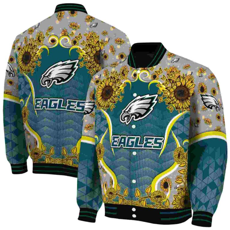 philadelphia eagles sunflower bloom green yellow jacket fashion forward