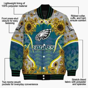 philadelphia eagles sunflower bloom green yellow jacket new arrival
