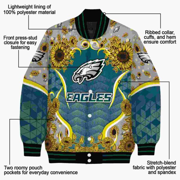 philadelphia eagles sunflower bloom green yellow jacket new arrival