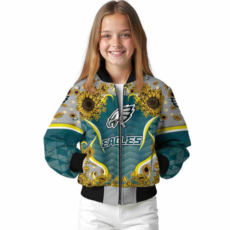 philadelphia eagles sunflower bloom green yellow jacket top rated