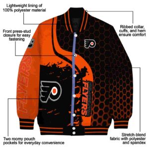 philadelphia flyers hexagonal pattern orange black jacket new arrival