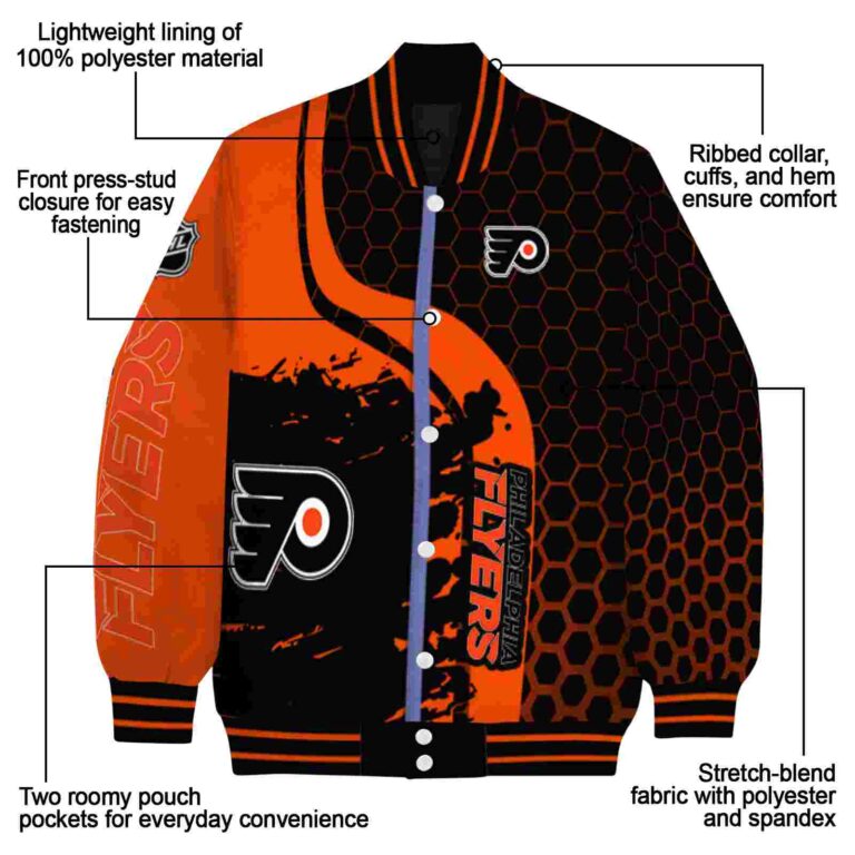 philadelphia flyers hexagonal pattern orange black jacket new arrival