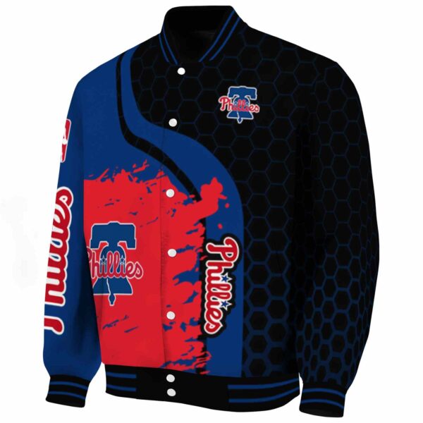 philadelphia phillies hexagonal pattern blue black jacket best selling