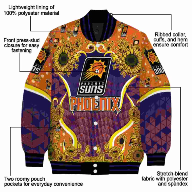phoenix suns sunflower bloom purple yellow jacket new arrival