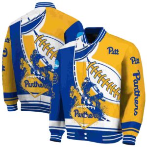 pittsburgh panthers baseball stitching gold white jacket fashion forward