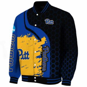pittsburgh panthers hexagonal pattern royal blue black jacket best selling