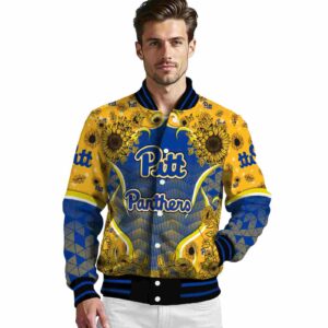 pittsburgh panthers sunflower bloom royal blue yellow jacket high quality