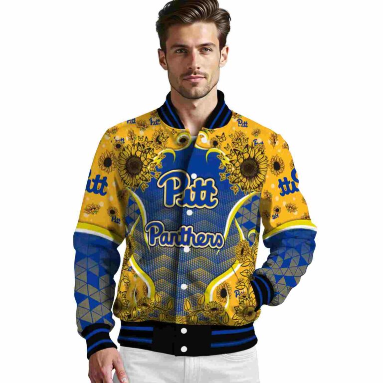pittsburgh panthers sunflower bloom royal blue yellow jacket high quality