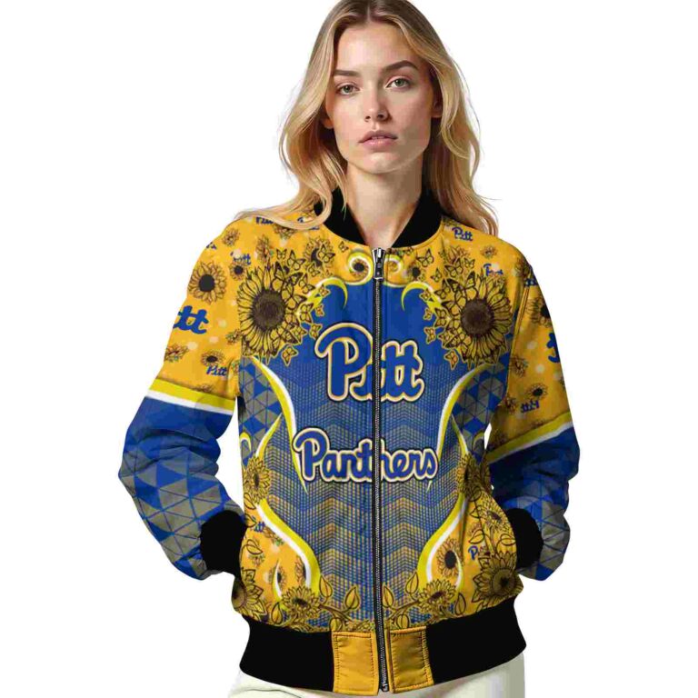 pittsburgh panthers sunflower bloom royal blue yellow jacket latest model
