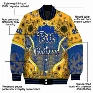 pittsburgh panthers sunflower bloom royal blue yellow jacket new arrival